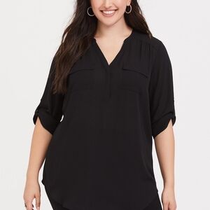 Torrid Harper Georgette Pullover 3/4 Sleeve Tunic Blouse